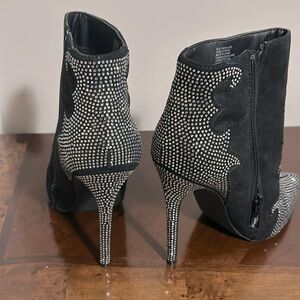 Just Fab 
Black Rhinestone Stiletto Heels 
Size 9